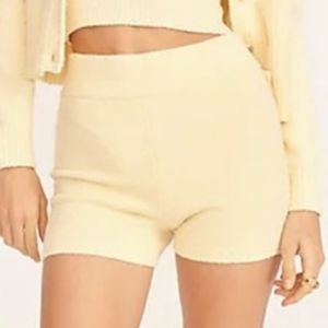 J. Crew cotton blend boucle sweater short shorts cream pale yellow cozy XL BG105